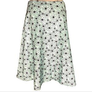 Josephine Chaus Cotton Skirt Light Blue w/ Black Embroidered‎ Flowers Sz 8 #176L